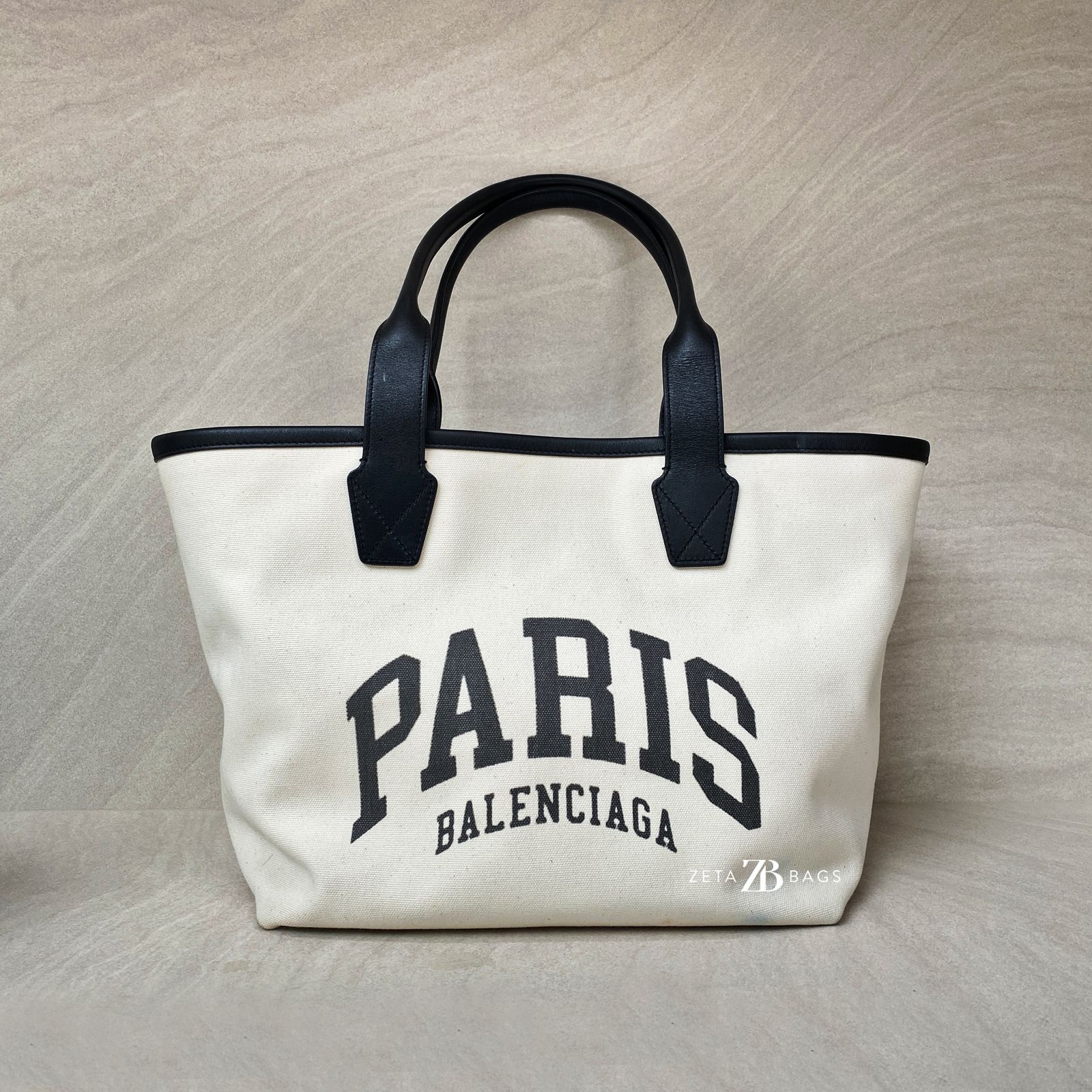 Cities Paris Jumbo Tote Canvas White Black