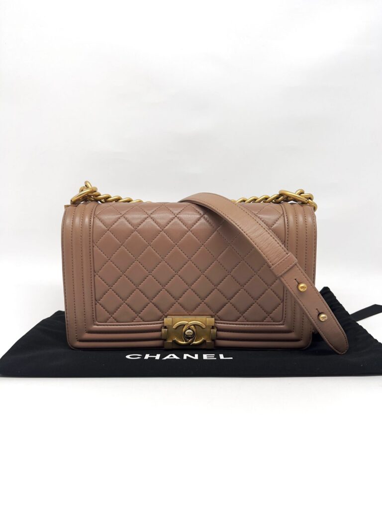 Boy 25 Lambskin Dark Beige GHW