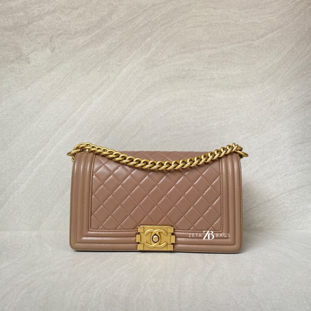 Boy 25 Lambskin Dark Beige GHW