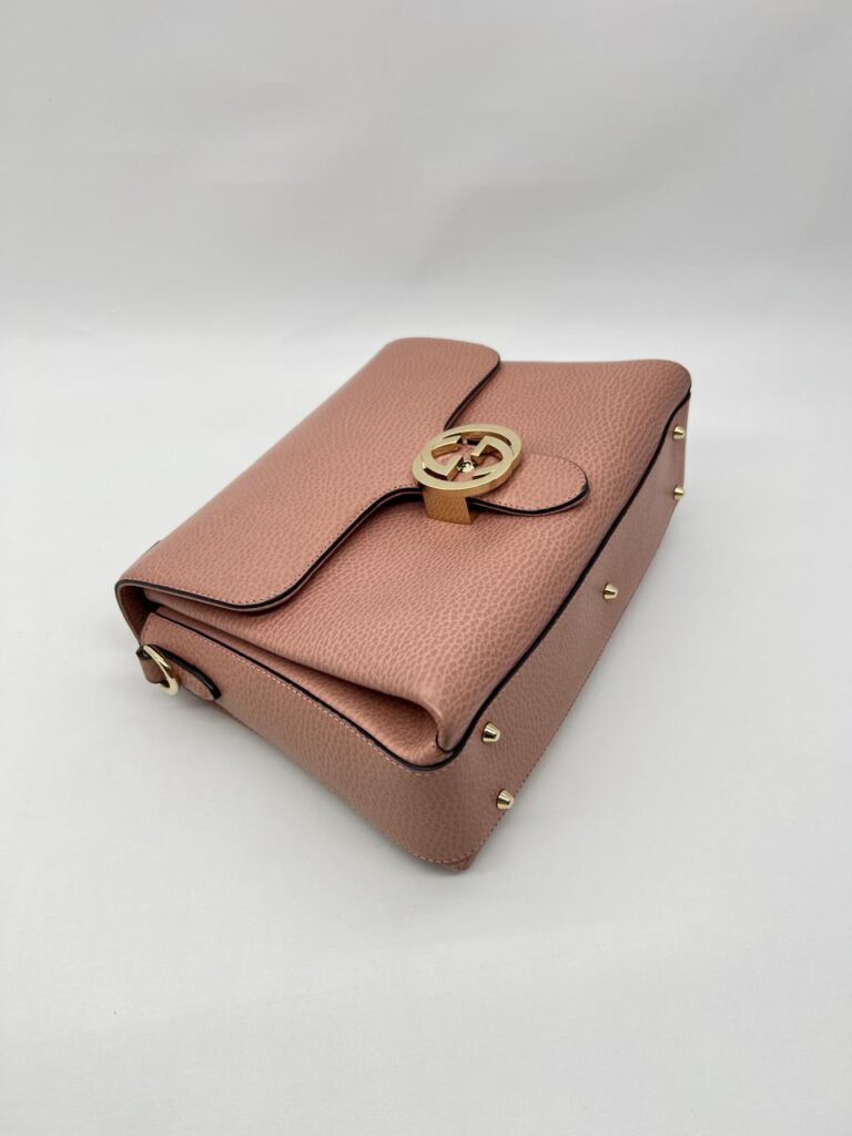 Interlocking GG Top Handle Leather Grained Pink LGHW