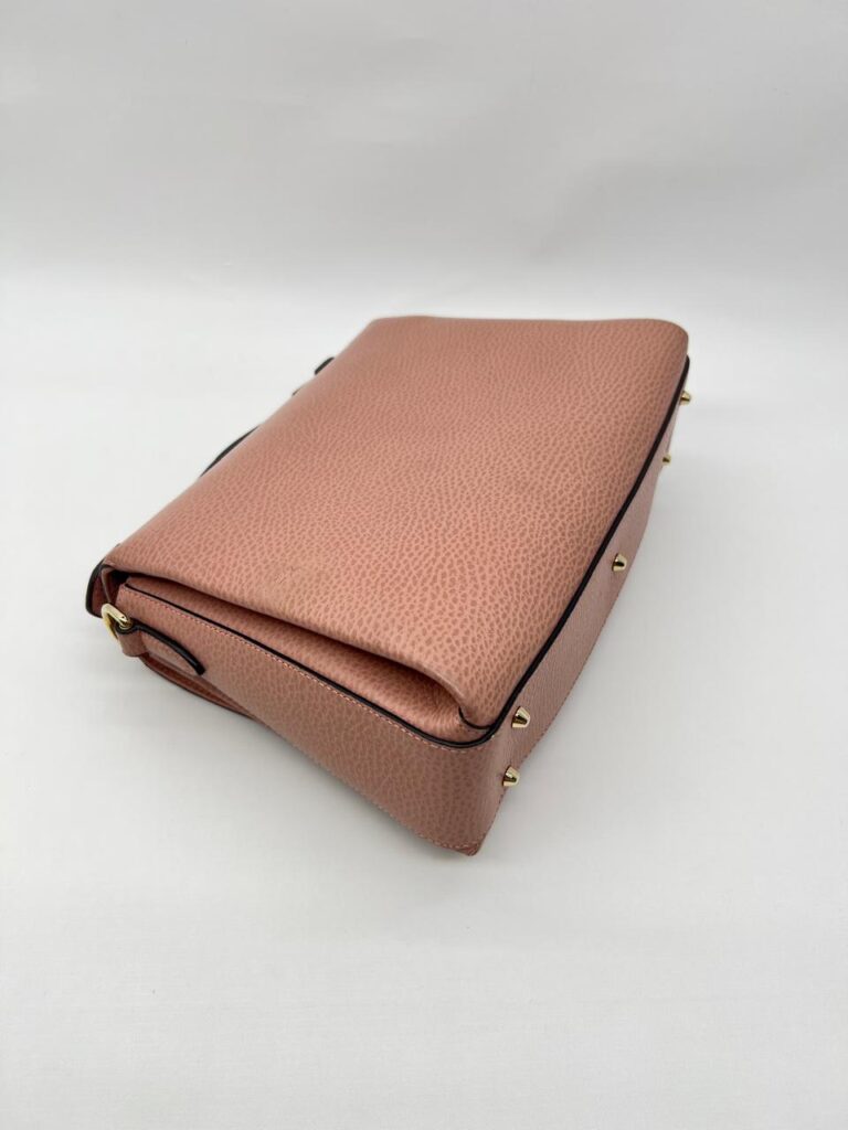 Interlocking GG Top Handle Leather Grained Pink LGHW
