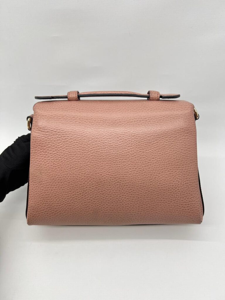 Interlocking GG Top Handle Leather Grained Pink LGHW