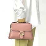 Interlocking GG Top Handle Leather Grained Pink LGHW