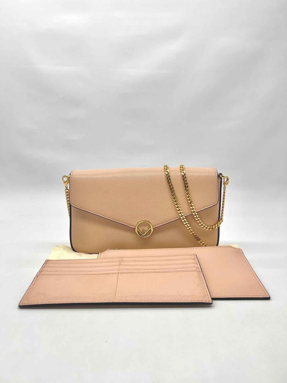 F Is Fendi Envelope WOC Leather Pink Blush GHW