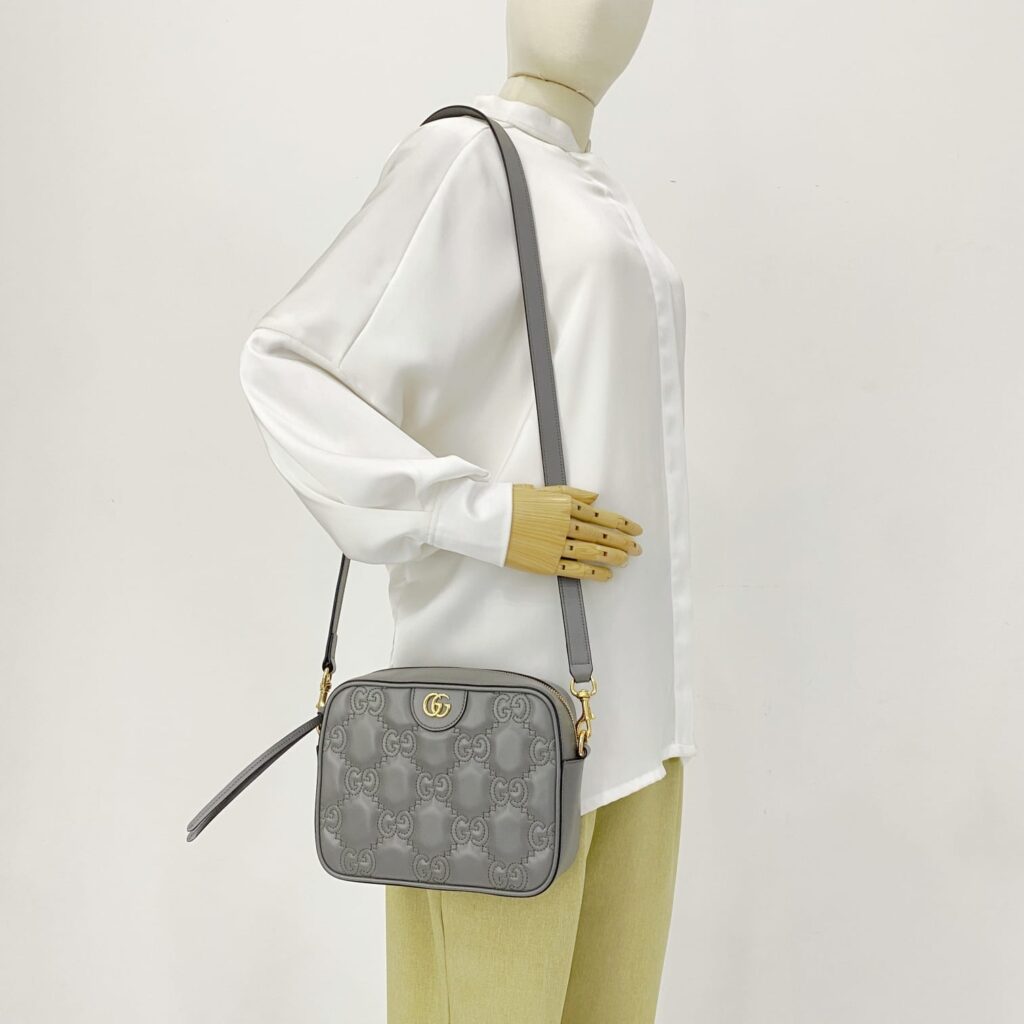 GG Matelasse Small Grey GHW