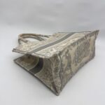 Medium Book Tote Ecru and Gray Toile De Jouy Embroidery