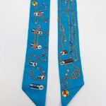 Twilly Soie Cordages Turquoise/Orange/Blanc