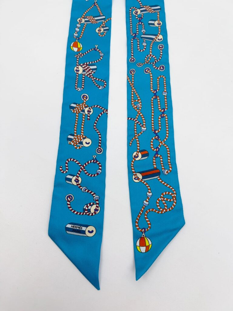 Twilly Soie Cordages Turquoise/Orange/Blanc