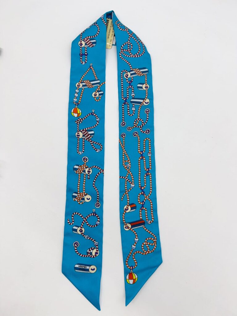 Twilly Soie Cordages Turquoise/Orange/Blanc