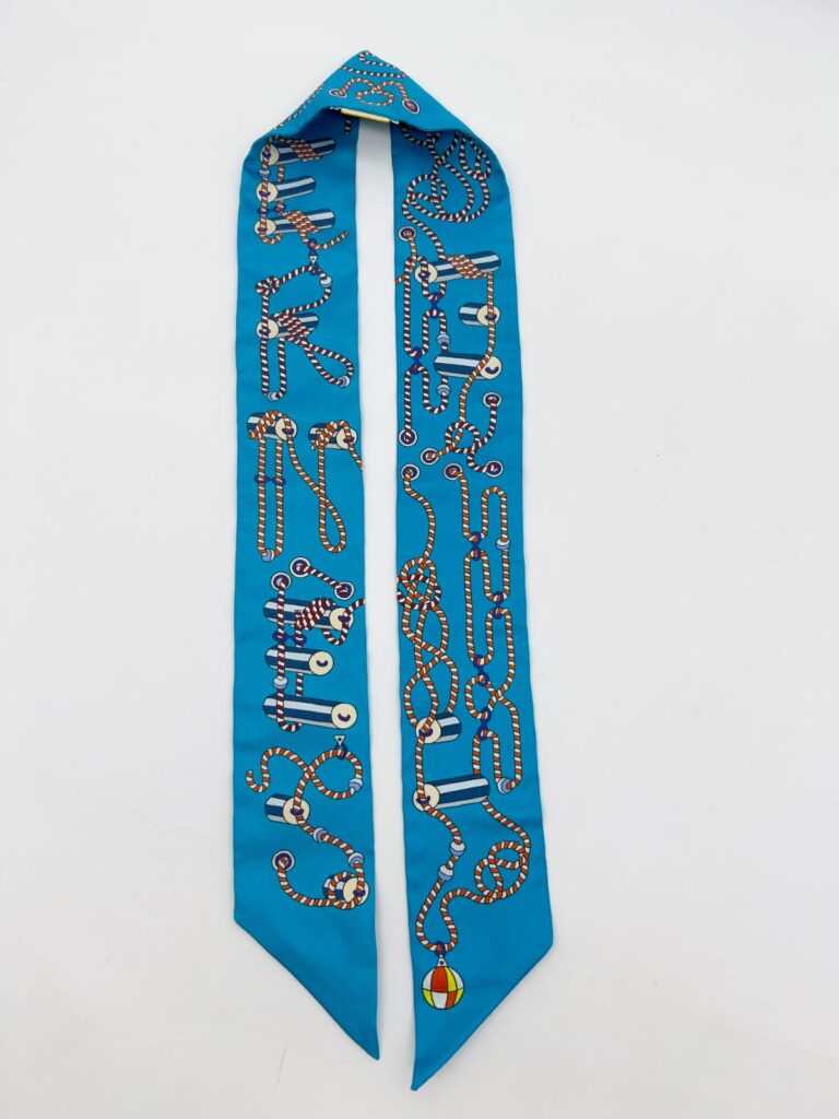 Twilly Soie Cordages Turquoise/Orange/Blanc