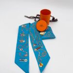 Twilly Soie Cordages Turquoise/Orange/Blanc