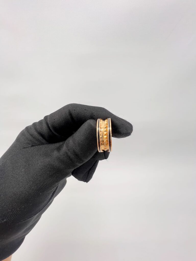 B.Zero1 Rock Two-Band Black Ceramic Rose Gold