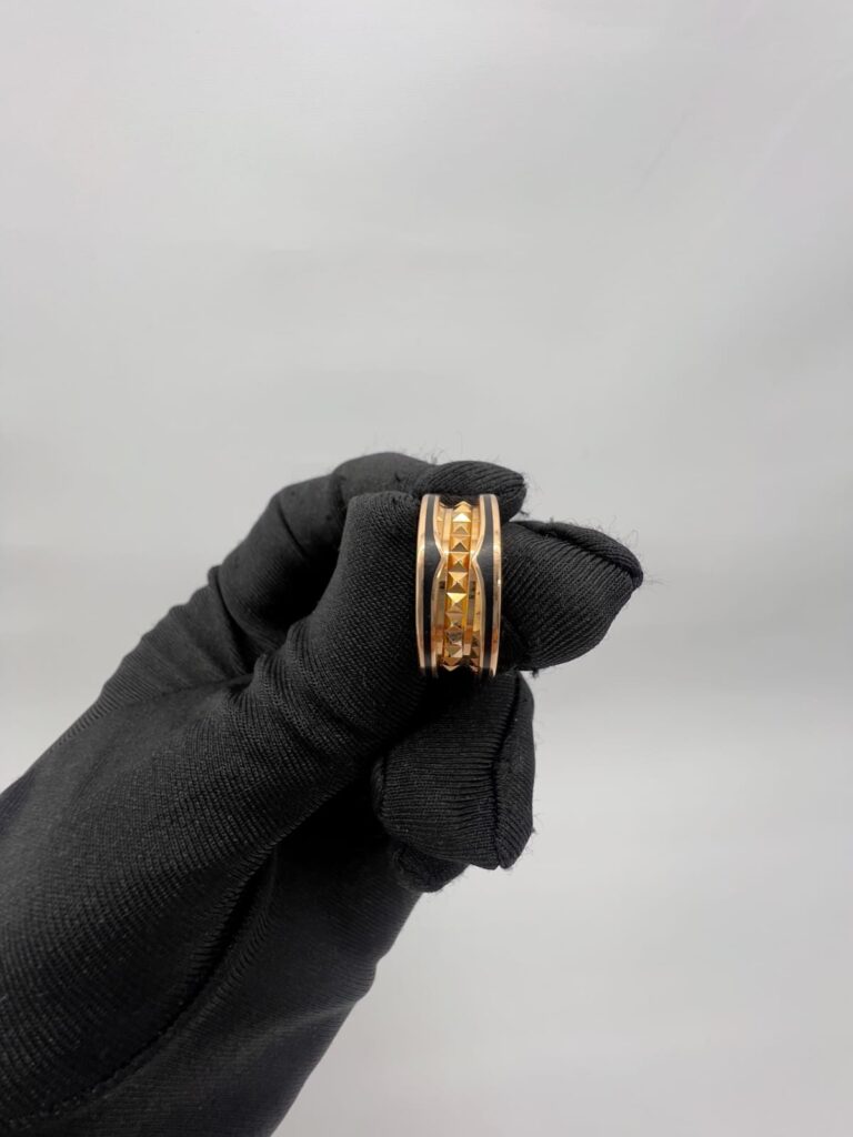 B.Zero1 Rock Two-Band Black Ceramic Rose Gold
