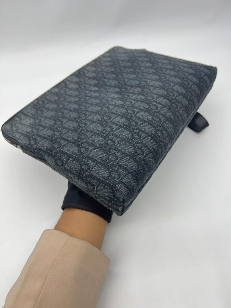 Triangle Zip Pouch Black Oblique Jacquard SHW