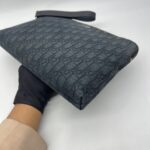 Triangle Zip Pouch Black Oblique Jacquard SHW