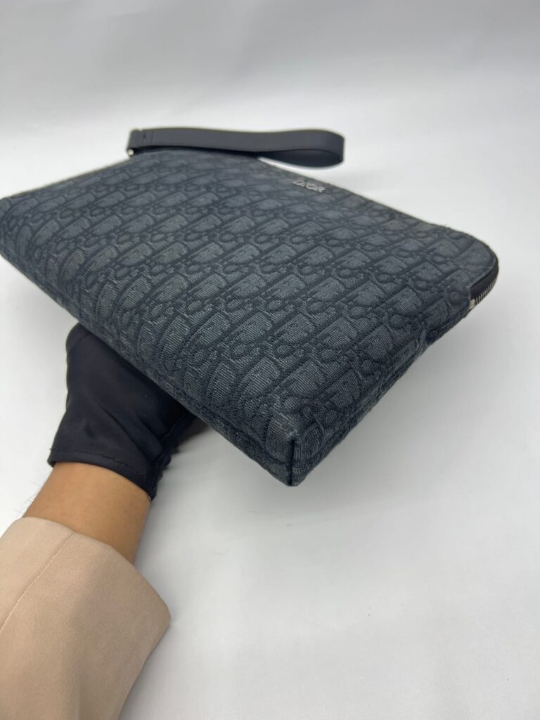 Triangle Zip Pouch Black Oblique Jacquard SHW