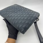 Triangle Zip Pouch Black Oblique Jacquard SHW