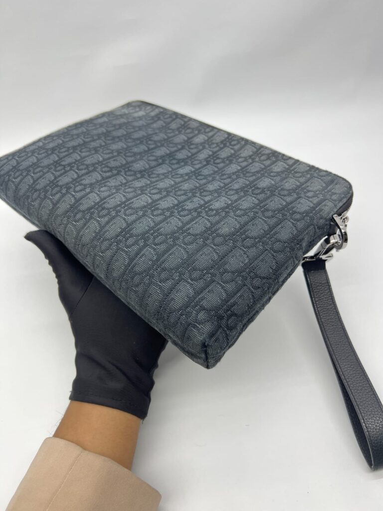 Triangle Zip Pouch Black Oblique Jacquard SHW