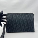 Triangle Zip Pouch Black Oblique Jacquard SHW