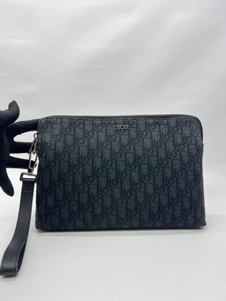 Triangle Zip Pouch Black Oblique Jacquard SHW