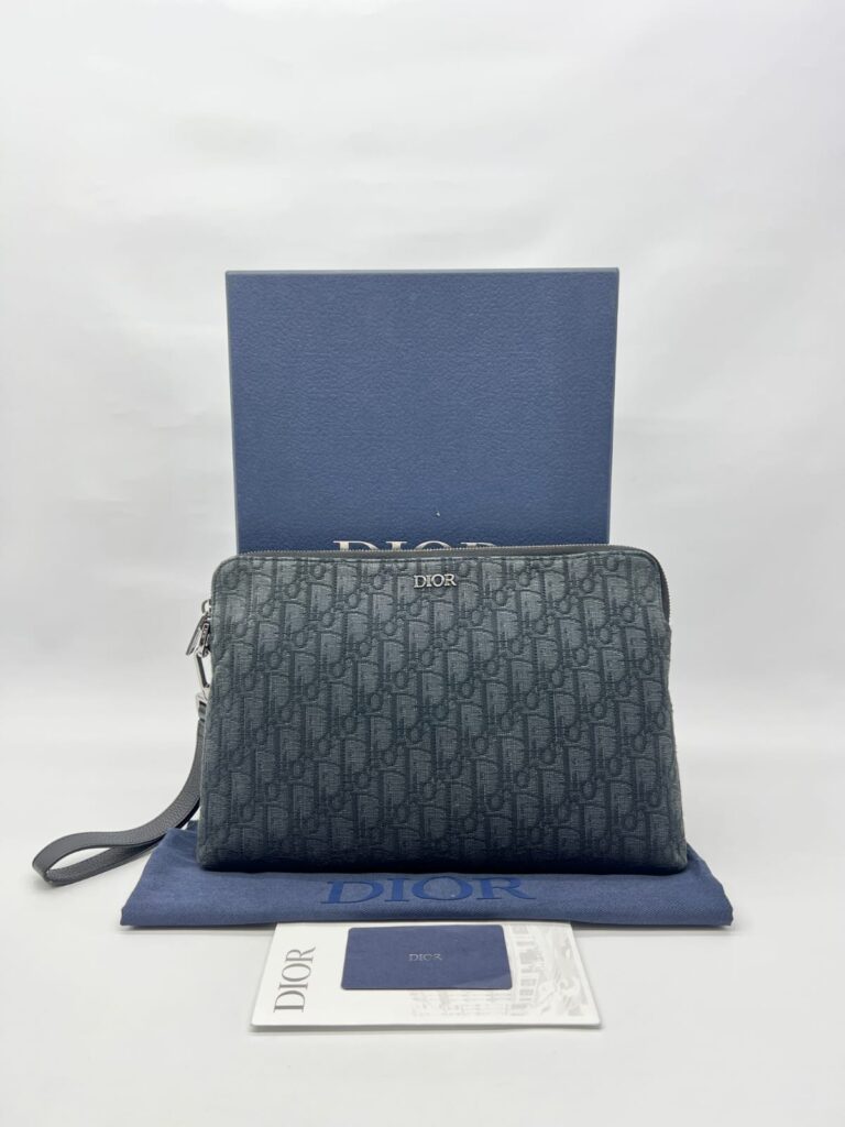 Triangle Zip Pouch Black Oblique Jacquard SHW