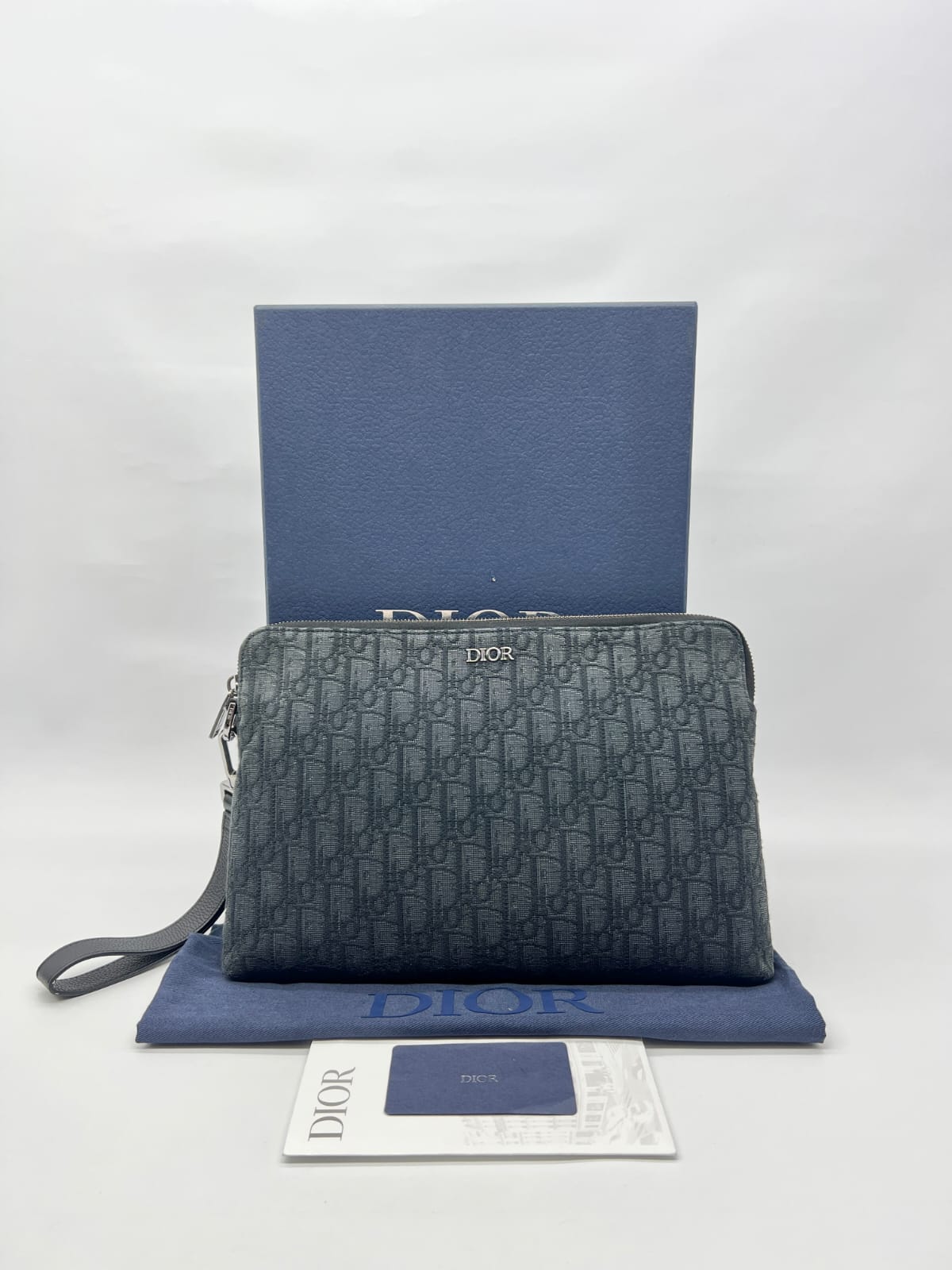 Triangle Zip Pouch Black Oblique Jacquard SHW