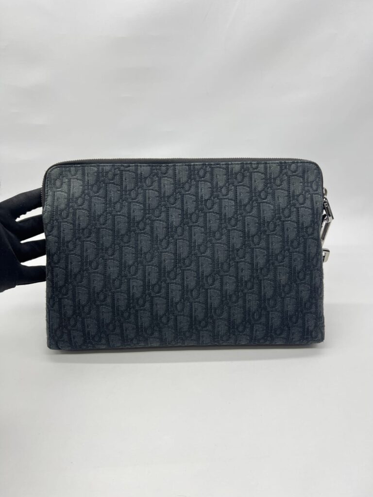 Triangle Zip Pouch Black Oblique Jacquard SHW