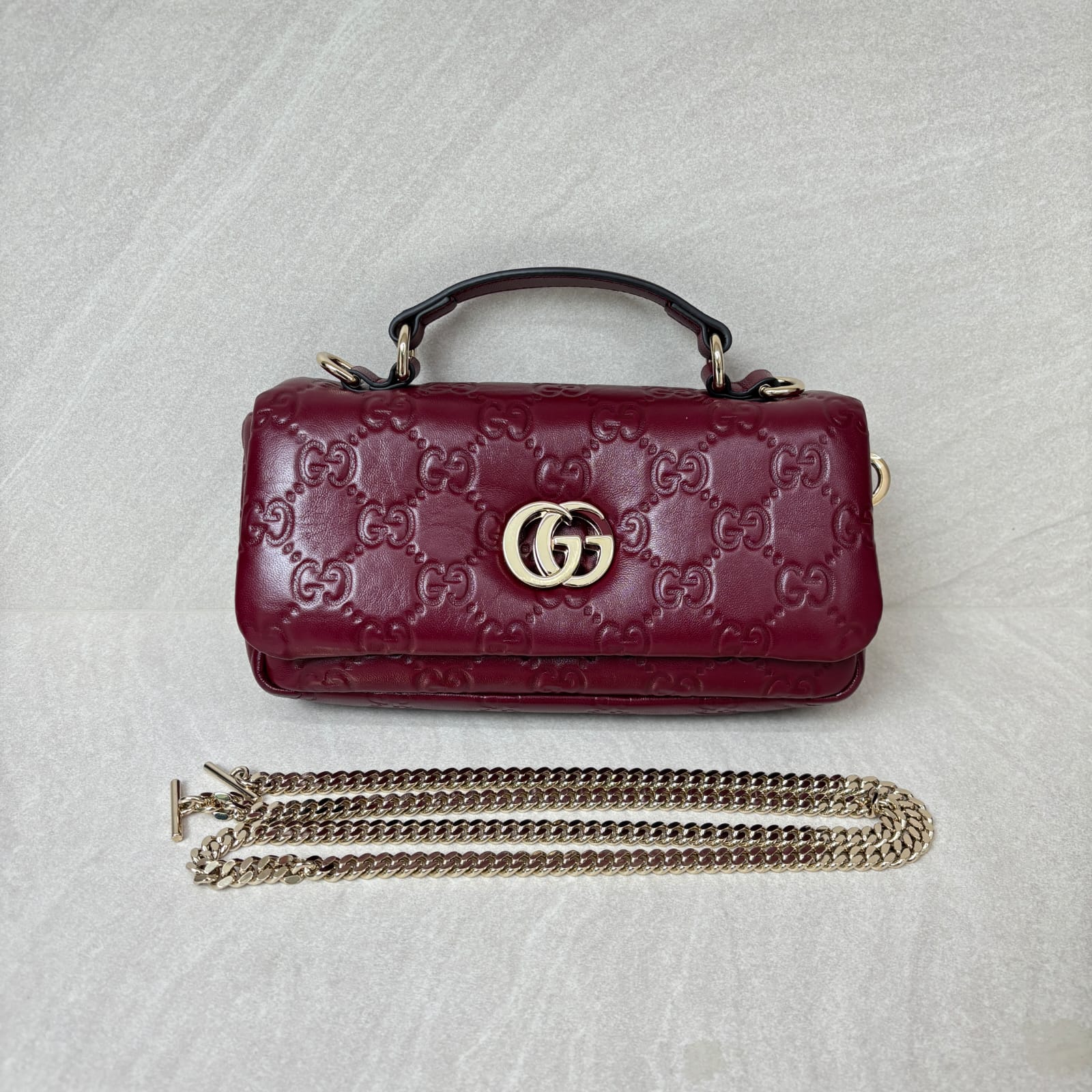 Milano Top Handle Guccissima Soft Red GHW