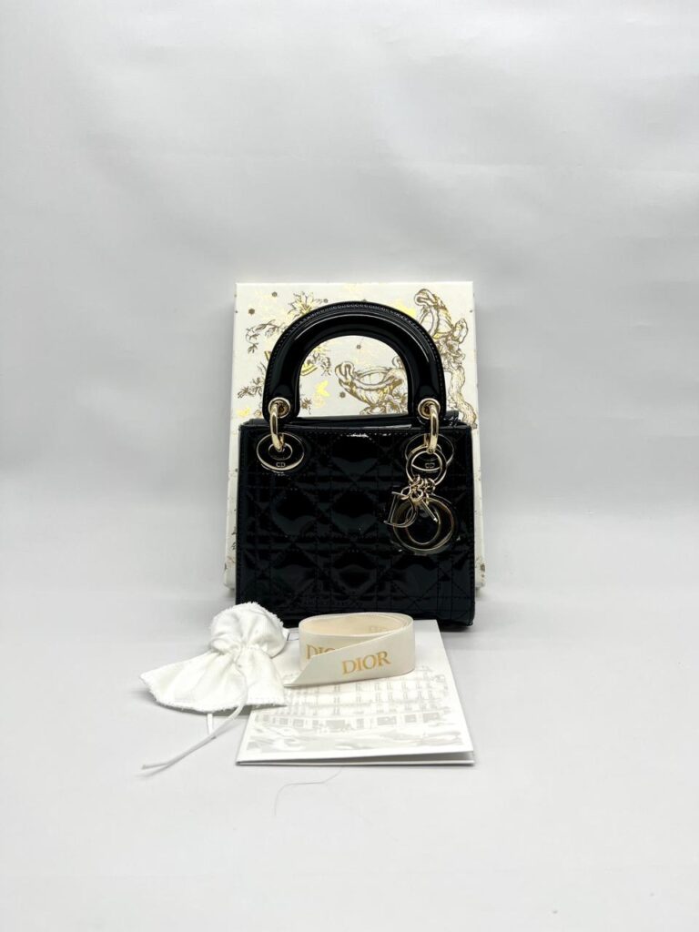 Mini Lady Dior Vernis Black LGHW