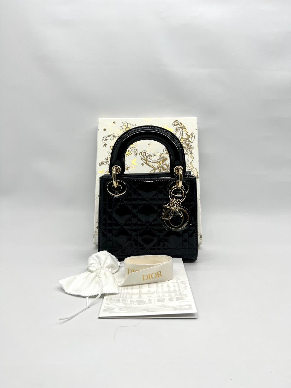 Mini Lady Dior Vernis Black LGHW