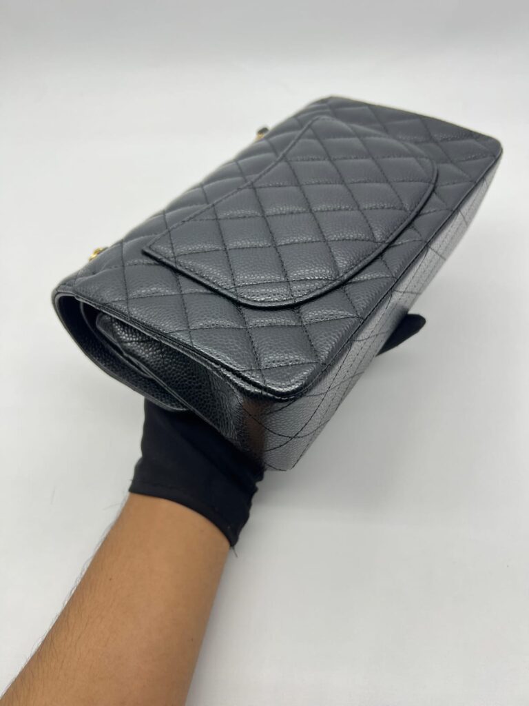 Small Classic D Flap Caviar Black GHW