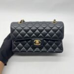 Small Classic D Flap Caviar Black GHW