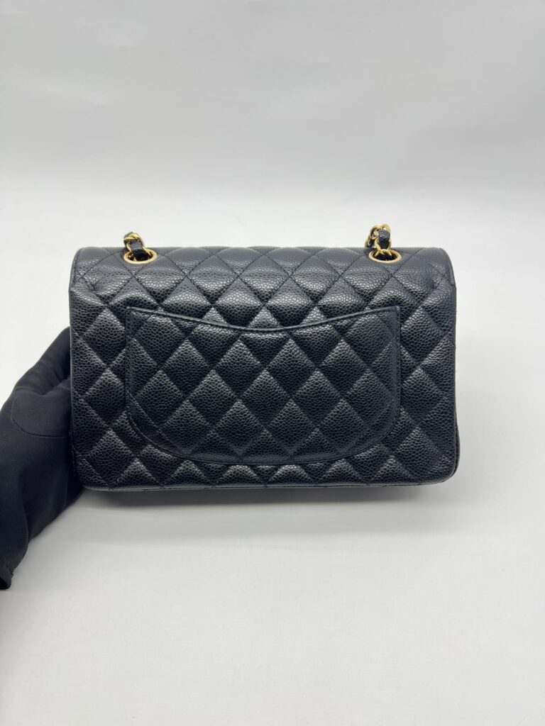 Small Classic D Flap Caviar Black GHW