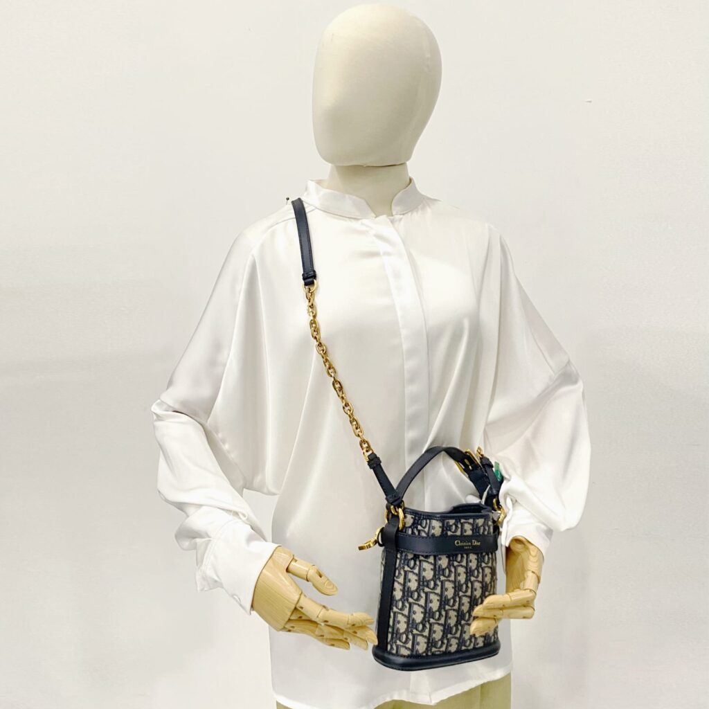 Small C'est Bucket Bag Canvas Blue Oblique GHW