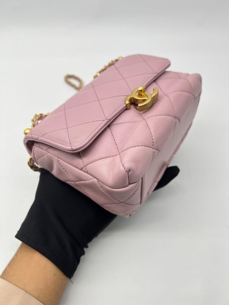 CC Pearl Flap Bag Lambskin Light Purple GHW