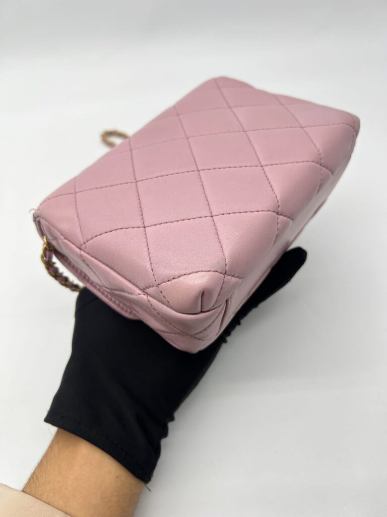 CC Pearl Flap Bag Lambskin Light Purple GHW