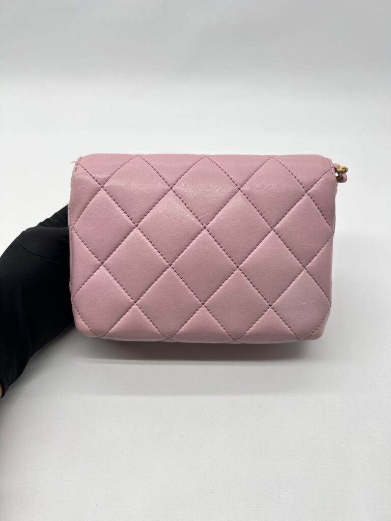 CC Pearl Flap Bag Lambskin Light Purple GHW