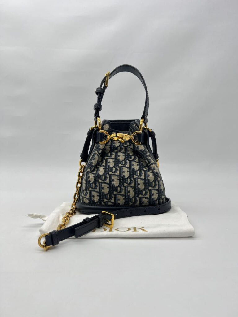 Small C'est Bucket Bag Canvas Blue Oblique GHW