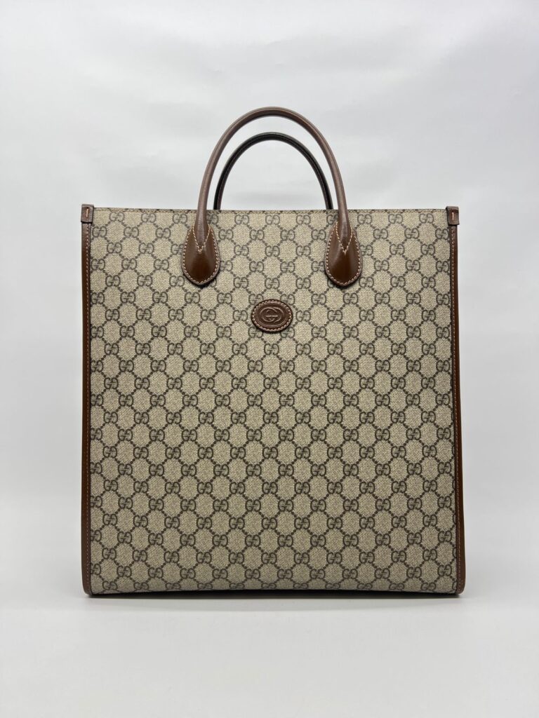 Medium Tote Bag Interlocking Upreme Canvas Brown