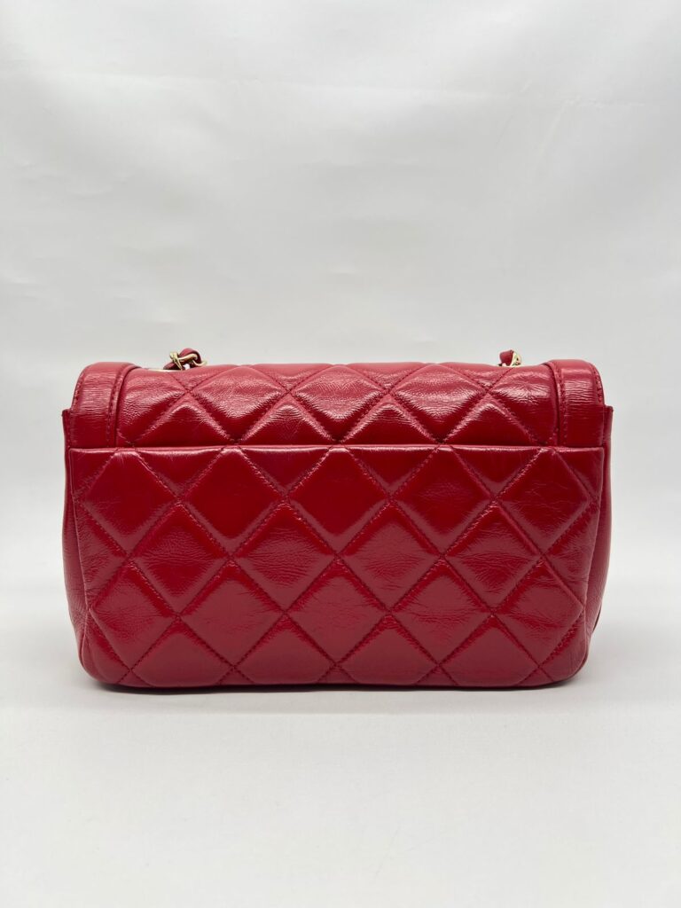 Hold The Line Flap Shiny Calfskin Red GHW