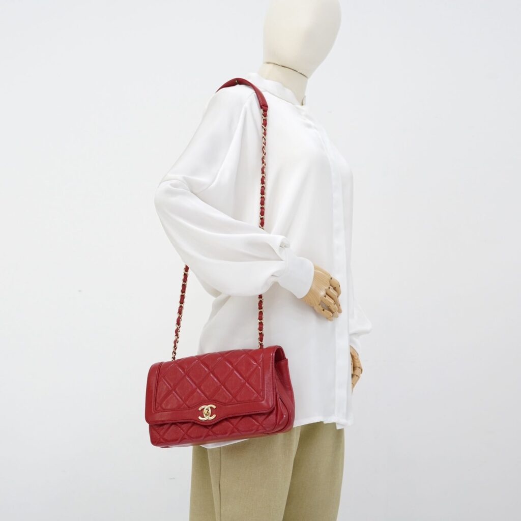 Hold The Line Flap Shiny Calfskin Red GHW