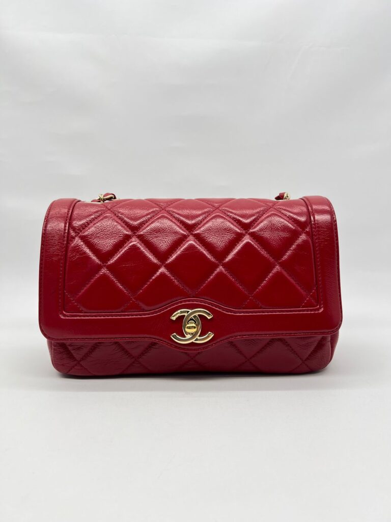 Hold The Line Flap Shiny Calfskin Red GHW