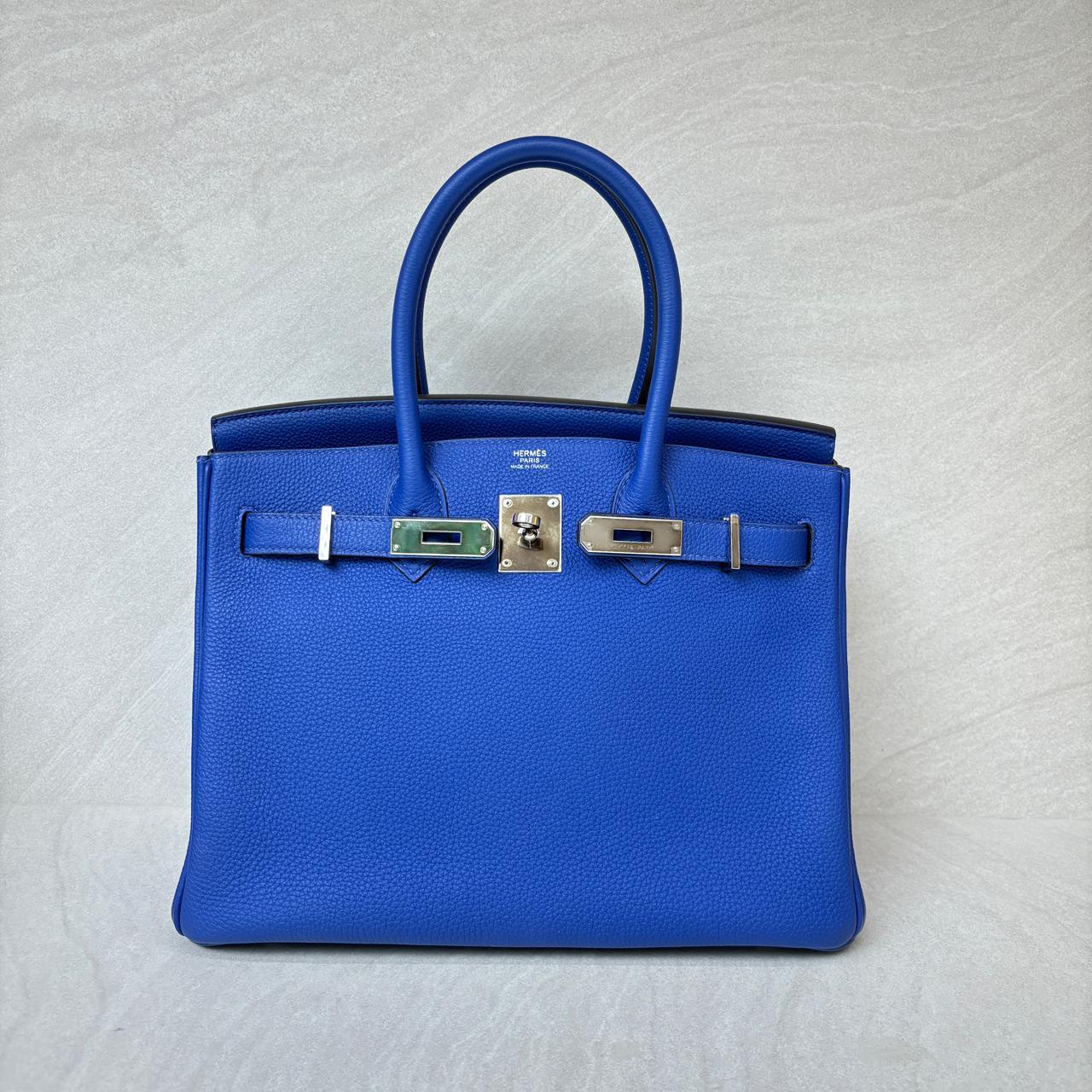 Birkin 30 Retourne Togo Bleu Electrique PHW