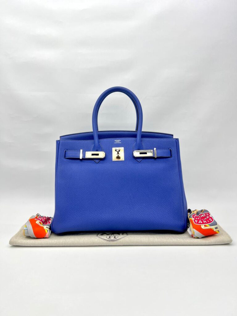 Birkin 30 Retourne Togo Bleu Electrique PHW