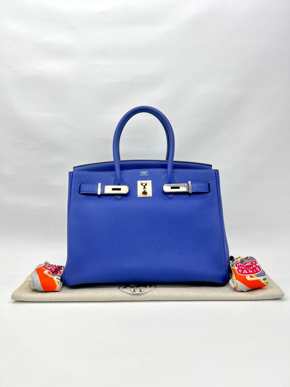 Birkin 30 Retourne Togo Bleu Electrique PHW