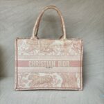 Medium Book Tote Canvas Ecru Pink Toile De Jouy