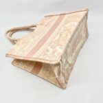 Medium Book Tote Canvas Ecru Pink Toile De Jouy