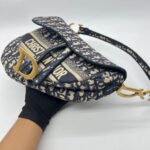 Saddle Medium Canvas Blue Oblique