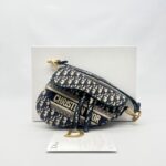 Saddle Medium Canvas Blue Oblique