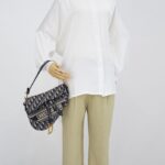 Saddle Medium Canvas Blue Oblique